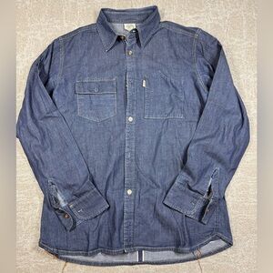 Railcar Fine Goods Made in USA Chambray Button Down Shirt Read Below